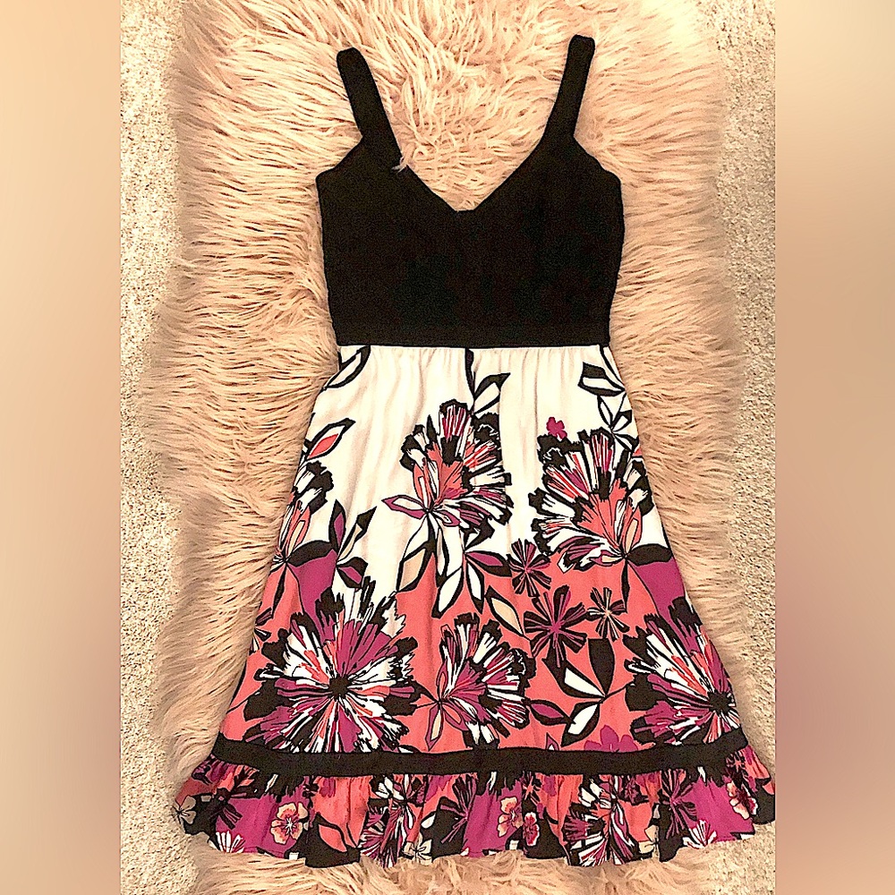 Bebe | Black Bodycon and Silk Dress